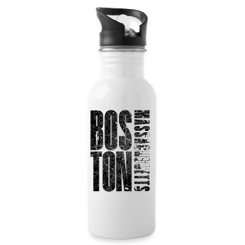 Boston Massachusetts City Map Typography Design - Water bottle with straw - white - Right