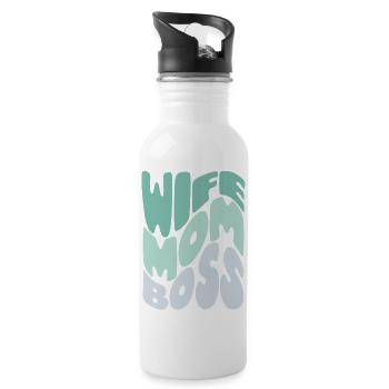 Wife, mom, boss – tribute to mom - Water bottle with straw - white - Right