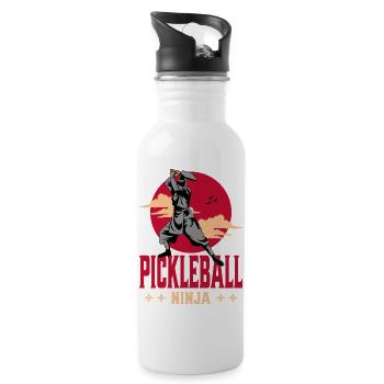 Pickleball Ninja Japanese Art Samurai Pickleballer - Water bottle with straw - white - Right