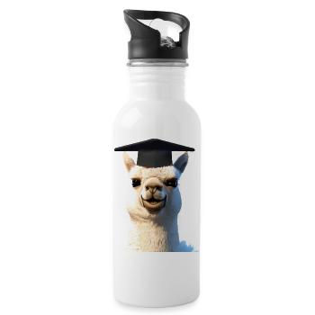 Bachelor Alpaka Schulabschluss Studium Absolvent - Trinkflasche mit integriertem Trinkhalm - Weiß - Rechts