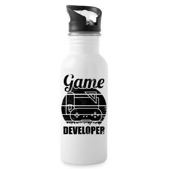 Funny game developer - Water bottle with straw - white - Right