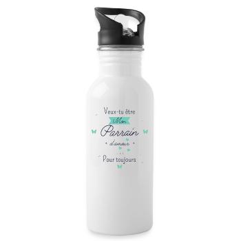 veux tu être mon parrain d'amour - Gourde avec paille intégrée - blanc - Droite