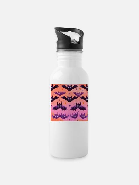 Comic Bats - Water bottle with straw - white