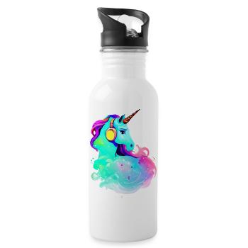 Licornes Écoutez de la musique Licorne Animal mythique Licorne - Gourde avec paille intégrée - blanc - Droite