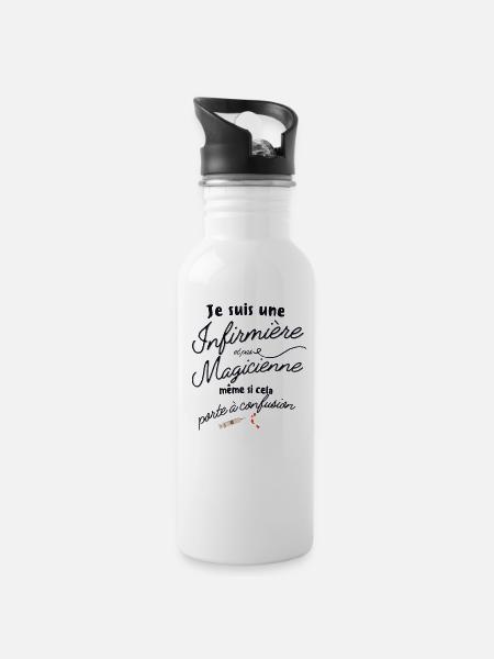 Humour Infirmière - Gourde avec paille intégrée - blanc