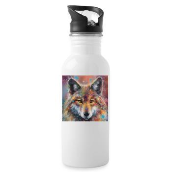 Modern & Colourful Wolf Wall Art by Bodhi - Water bottle with straw - white - Right