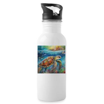 Modern & Colourful Turtle Wall Art by Bodhi - Water bottle with straw - white - Right