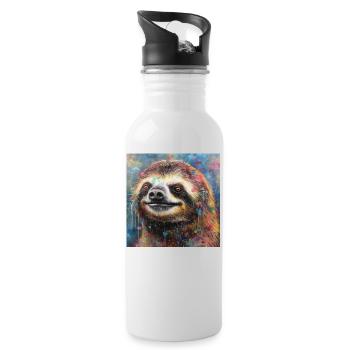 Modern & Colourful Sloth Wall Art by Bodhi - Water bottle with straw - white - Right