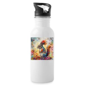 Modern & Colourful Squirrel Wall Art by Bodhi - Water bottle with straw - white - Right