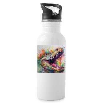 Modern & Colourful Crocodile Wall Art by Bodhi - Water bottle with straw - white - Right