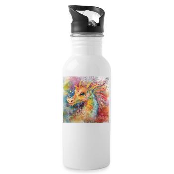 Modern & Colourful Dragon Wall Art by Bodhi - Water bottle with straw - white - Right