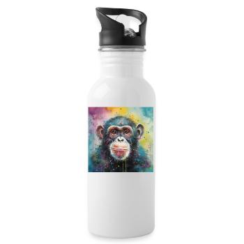 Modern & Colourful Chimpanzee Wall Art by Bodhi - Water bottle with straw - white - Right