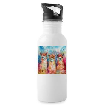 Modern & Colourful Alpaca Wall Art by Bodhi - Water bottle with straw - white - Right