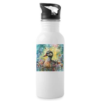 Modern & Colourful Duck Wall Art by Bodhi - Water bottle with straw - white - Right