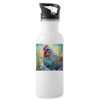 Modern & Colourful Chicken Wall Art by Bodhi - Water bottle with straw - white - Right