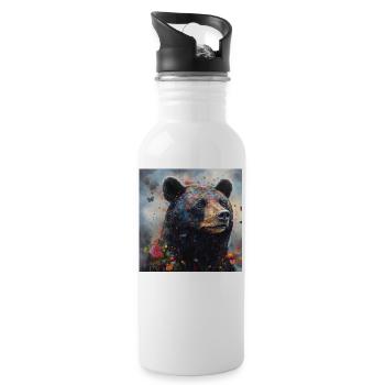 Modern & Colourful Black Bear Wall Art by Bodhi - Water bottle with straw - white - Right