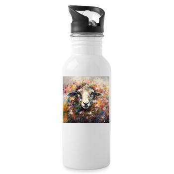 Modern & Colourful Sheep Wall Art by Bodhi - Water bottle with straw - white - Right