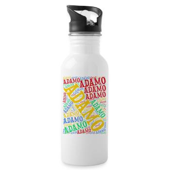 Adamo Wortwolke T-Shirt T-Shirt Geschenkidee - Trinkflasche mit integriertem Trinkhalm - Weiß - Rechts