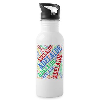 Adelaide T-Shirt T-Shirt Wortwolke Geschenkidee - Trinkflasche mit integriertem Trinkhalm - Weiß - Rechts