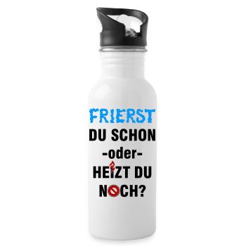 Frierst du schon oder heizt du noch? - Trinkflasche mit integriertem Trinkhalm - Weiß - Rechts
