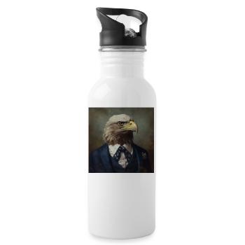 Eagle in a Suit - Victorian 1800s Style - Water bottle with straw - white - Right