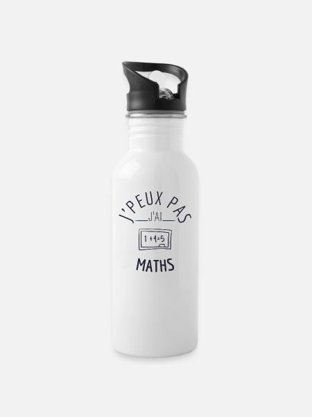 J peux pas j ai maths - Gourde avec paille intégrée - blanc