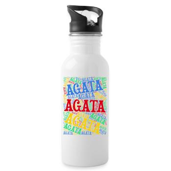 t-shirt Agata word cloud t-shirt gift idea - Water bottle with straw - white - Right