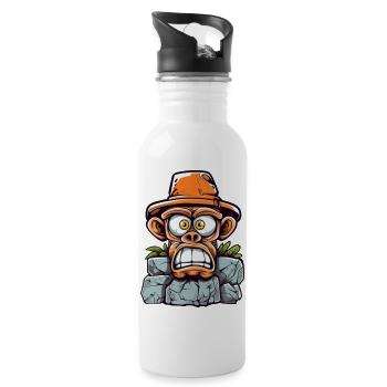 Breloque singe aventureux - Gourde avec paille intégrée - blanc - Droite