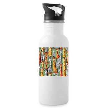 Happy Giraffe Pattern - Water bottle with straw - white - Right
