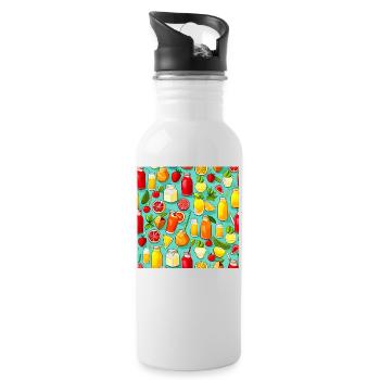 Yummy Summer Lemonade Pattern - Water bottle with straw - white - Right