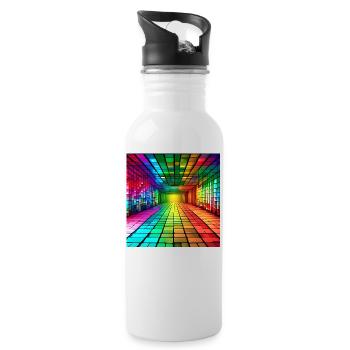 3D Rainbow Squares - Water bottle with straw - white - Right