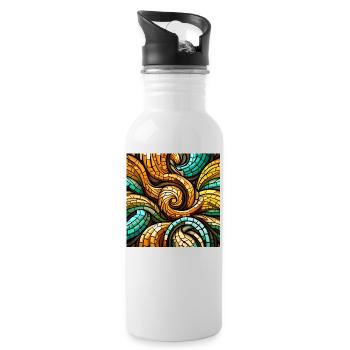 Triskelion Mosaic - Water bottle with straw - white - Right