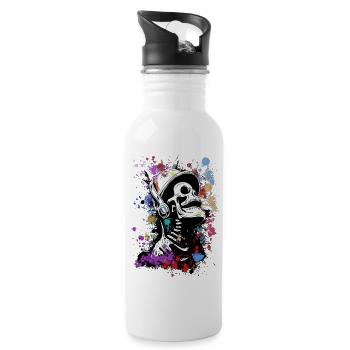 musik till death remake - Trinkflasche mit integriertem Trinkhalm - Weiß - Rechts
