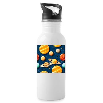 Modèle de système solaire bizarre - Gourde avec paille intégrée - blanc - Droite