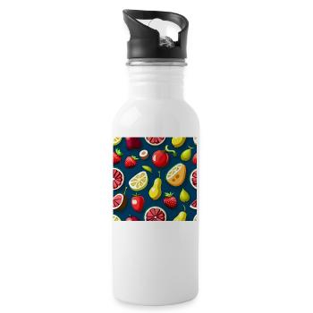 Motif de délice de mélange de fruits - Gourde avec paille intégrée - blanc - Droite