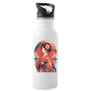 Jeune fille japonaise - Gourde avec paille intégrée - blanc - Droite