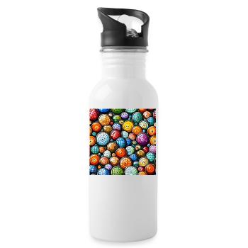 Murakami Mosaic Pattern - Water bottle with straw - white - Right