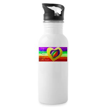 Rainbow Heart - Water bottle with straw - white - Right