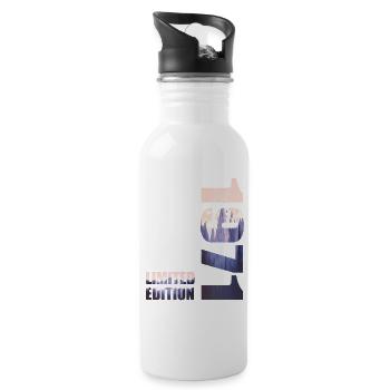 1971. Limited Edition T-Shirt Geburtstags Idee - Trinkflasche mit integriertem Trinkhalm - Weiß - Rechts
