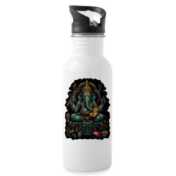 Neon - Ganesha - Elephant God - Instruments - pos - Trinkflasche mit integriertem Trinkhalm - Weiß - Rechts