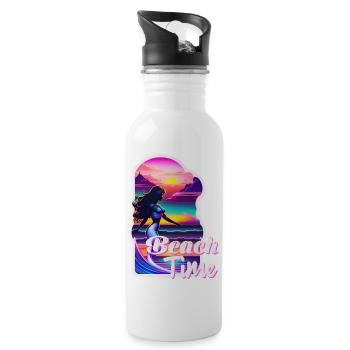 surf - beach time - retro - Water bottle with straw - white - Right