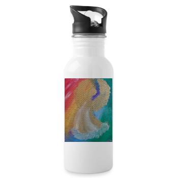 Regenbogenengel - Engel des Einklangs - Engelbild - Trinkflasche mit integriertem Trinkhalm - Weiß - Rechts