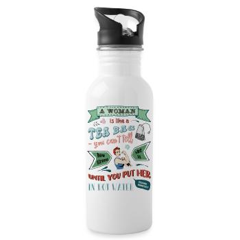 A woman is like a tea bag - Water bottle with straw - white - Right