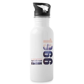 1966. Limited Edition T-Shirt Geburtstags Idee - Trinkflasche mit integriertem Trinkhalm - Weiß - Rechts