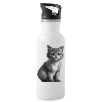 British Shorthair Cat Cat Kitten Cats - Water bottle with straw - white - Right