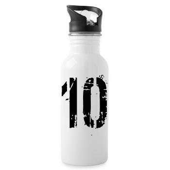 10 Zahl 10 Jahre - Trinkflasche mit integriertem Trinkhalm - Weiß - Rechts