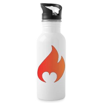 Flame with heart - Water bottle with straw - white - Right