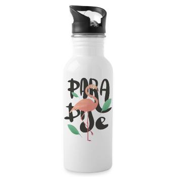 Flamingo - Trinkflasche mit integriertem Trinkhalm - Weiß - Rechts