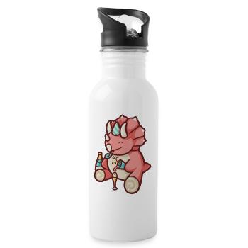 hugadino party dino, cute dinosaur - Water bottle with straw - white - Right