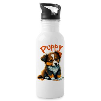 Puppy 1 Hundewelpe - Trinkflasche mit integriertem Trinkhalm - Weiß - Rechts